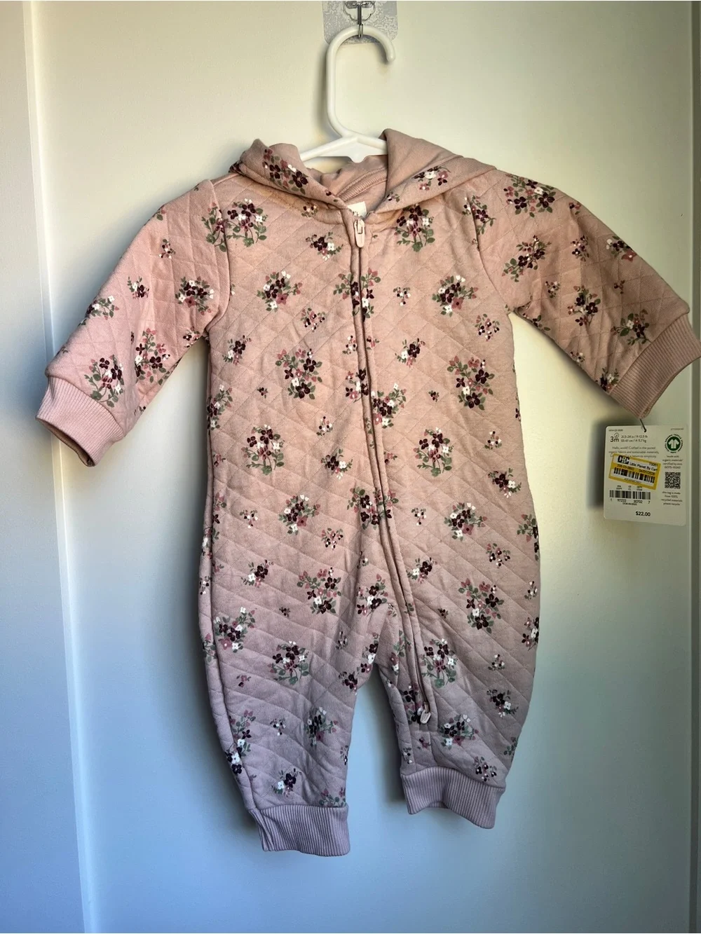 Little Planet by Carter’s Quilted Floral Hooded Romper | 3 Months | NWT